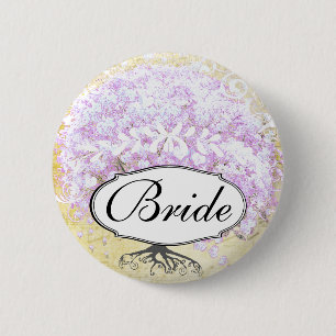 Heart Leaf Lavender Tree Vintage Bird Wedding 6 Cm Round Badge