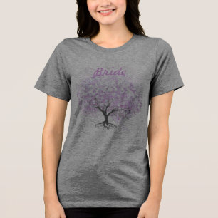 Heart Leaf Lavender Tree Vintage Bird Wedding Tri-Blend Shirt