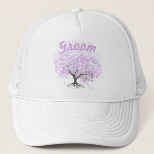 Heart Leaf Lavender Tree Vintage Bird Wedding Trucker Hat