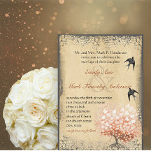 Heart Leaf Light Coral Tree Vintage Birds Weddings