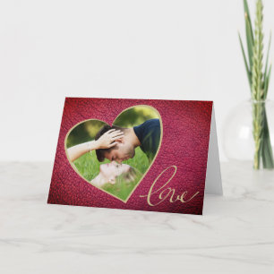 Heart Leather Print Love Valentine`s Day Photo  Holiday Card