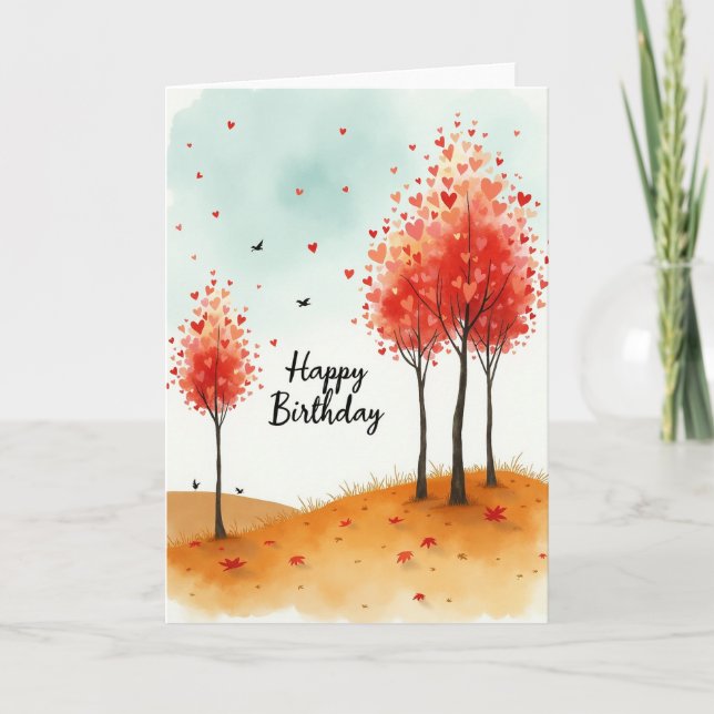 Heart Leaves Artistry Birthday Card (Front)