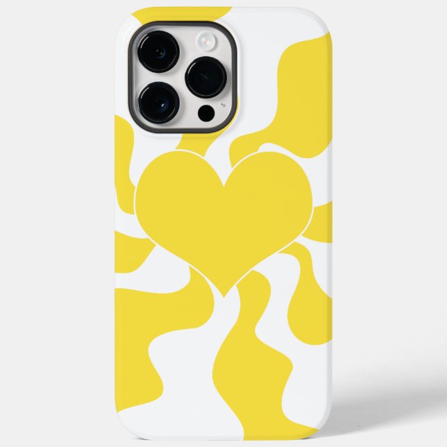 Heart - Lemon Yellow and White Case-Mate iPhone Case (Back)
