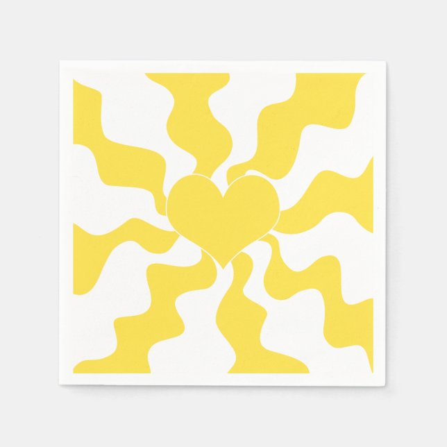 Heart - Lemon Yellow and White Napkin (Front)