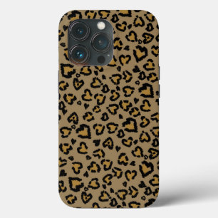 Heart Leopard Pattern in Natural Colours iPhone 13 Pro Case
