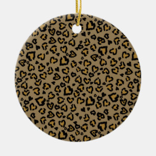 Heart Leopard Pattern in Natural Colours Ceramic Tree Decoration