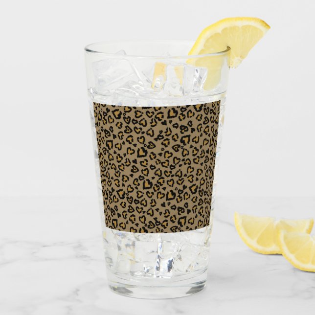 Heart Leopard Pattern in Natural Colours Glass (Back Ice)