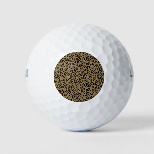 Heart Leopard Pattern in Natural Colours Golf Balls (Front)