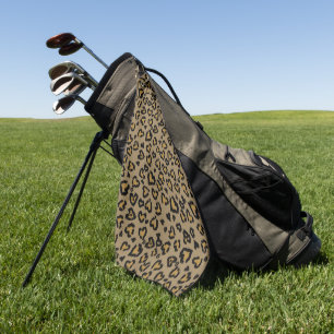 Heart Leopard Pattern in Natural Colours Golf Towel