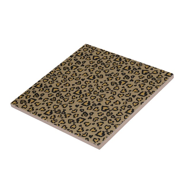 Heart Leopard Pattern in Natural Colours Tile (Side)