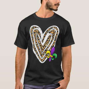 Heart Leopard Pleur Lilly Symbol Cute Mardi Gras C T-Shirt