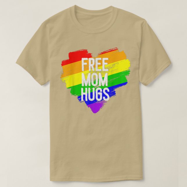 Heart LGBT Pride Free Mom Hugs Rainbow Costume For T-Shirt (Design Front)