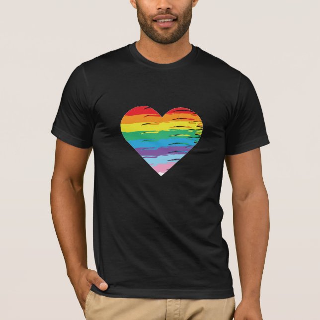HEART LGBTQIA Rainbow Flag, Gay Pride T-Shirt  (Front)