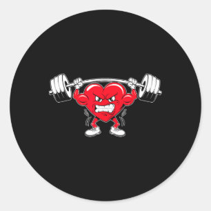 Heart Lifting Gym Workout Bodybuilding Happy Valen Classic Round Sticker