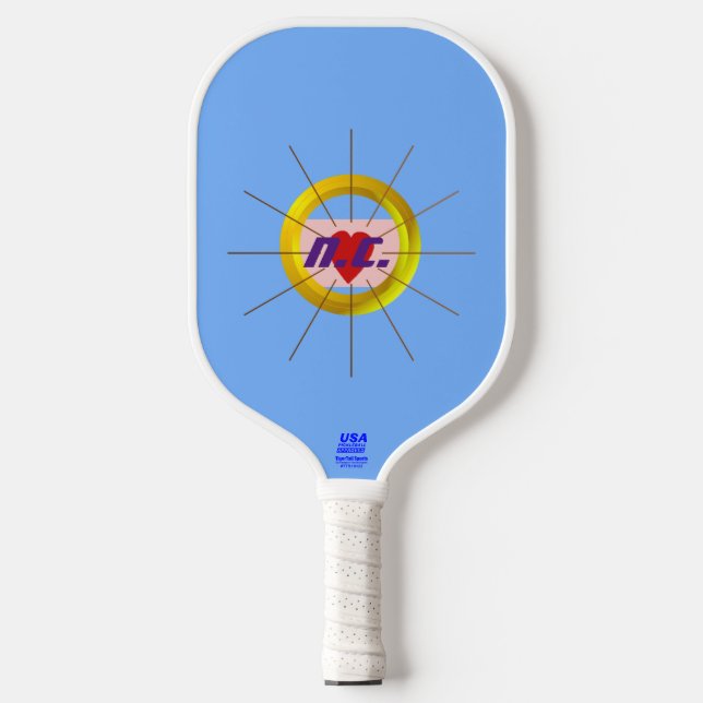 Heart Light Blue Modern Pickleball Paddle (Front)