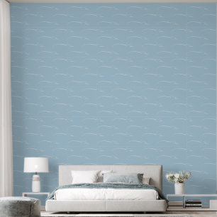 Heart Links, Light Grey on Pale Aqua Coral Blue Wallpaper