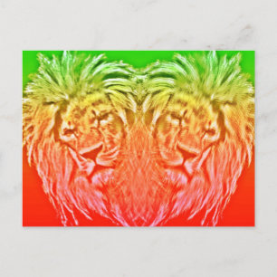 HEART LION RASTA POSTCARD