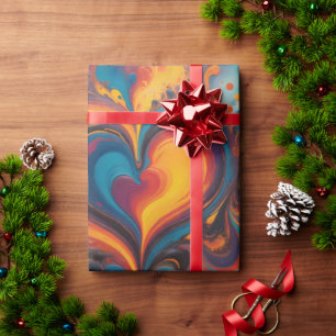 Heart Liquid Painting Art  Wrapping Paper