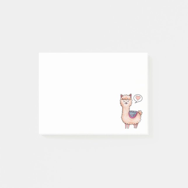 Heart Llama Post-it Notes (Front)