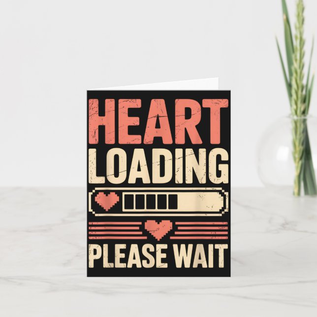 Heart Loading Please Wait Retro Xel Valentine Humo Card (Front)