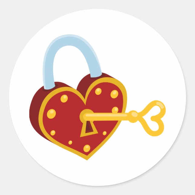 Heart Lock Classic Round Sticker (Front)