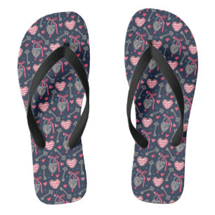 Heart Lock Gift Pattern, Valentine's Day Gift Jandals