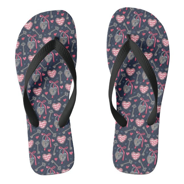 Heart Lock Gift Pattern, Valentine's Day Gift Jandals (Footbed)