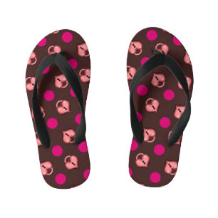 Heart Locket and Dots Chocolate Kid's Jandals