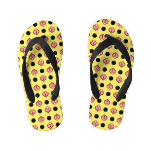 Heart Locket and Dots Yellow Kid's Jandals