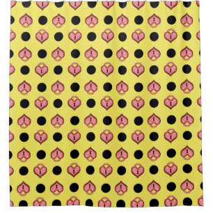 Heart Locket and Dots Yellow Shower Curtain
