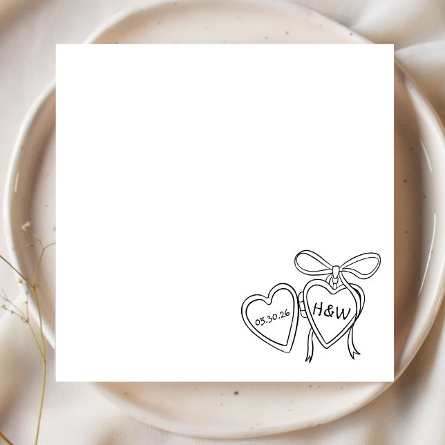 Heart Locket & Bow Illustration Custom Wedding Napkin (Creator Uploaded)