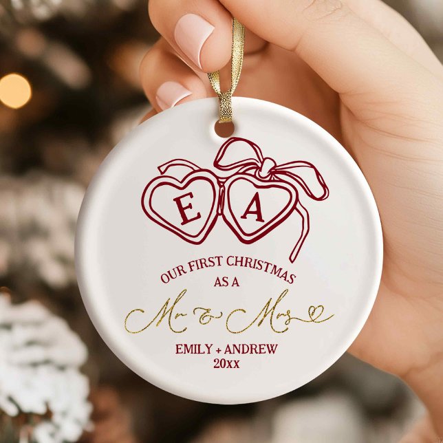Heart Locket Christmas Wedding  Ceramic Tree Decoration (Creator Uploaded)