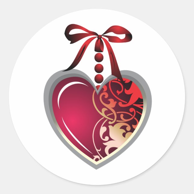 Heart Locket Classic Round Sticker (Front)