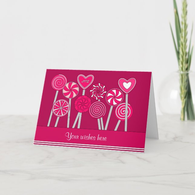 Heart Lollipops Design Greeting Card (Front)
