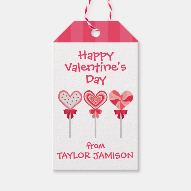 Heart Lollipops Personalised Valentine's Gift Tags (Front)