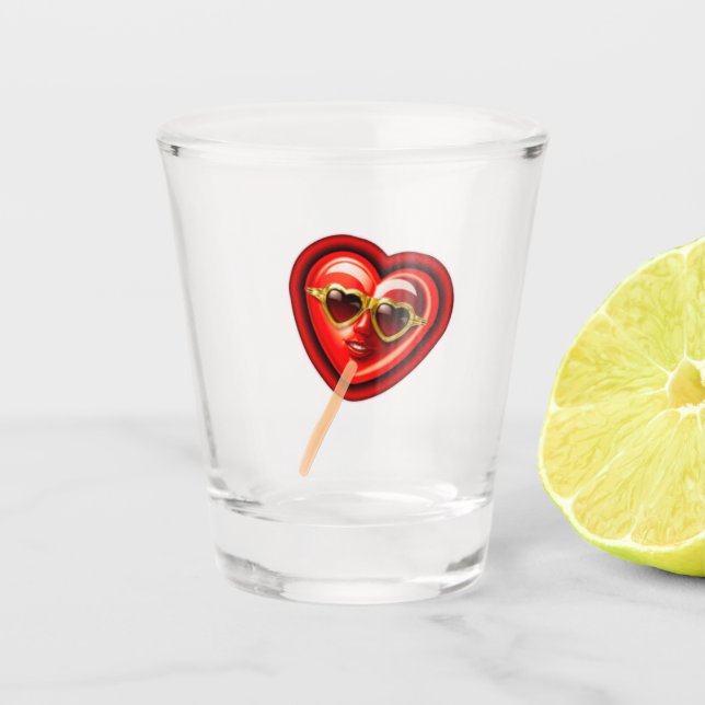Heart Lolly  Shot Glass (Front)