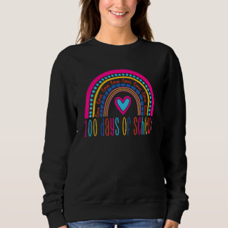 Heart Love 100 Days Of School Rainbow Teacher Boy  Sweatshirt