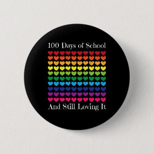 Heart Love 100 Days Of School  Teacher Boy Girl Gi 6 Cm Round Badge