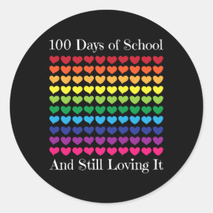 Heart Love 100 Days Of School  Teacher Boy Girl Gi Classic Round Sticker