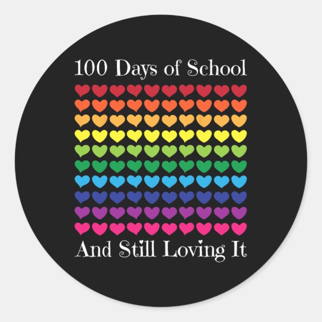 Heart Love 100 Days Of School  Teacher Boy Girl Gi Classic Round Sticker (Front)
