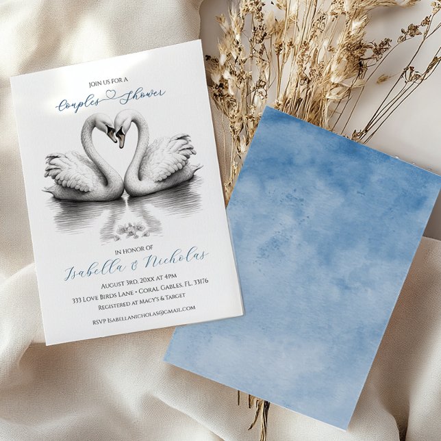 Heart Love Birds Couples Bridal Shower  Invitation (Couple Shower Invite)