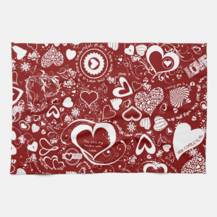 Heart Love Doodles Tea Towel