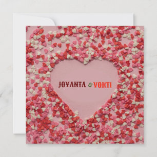 Heart love Joyanta & Vokti red maroon colour Invitation