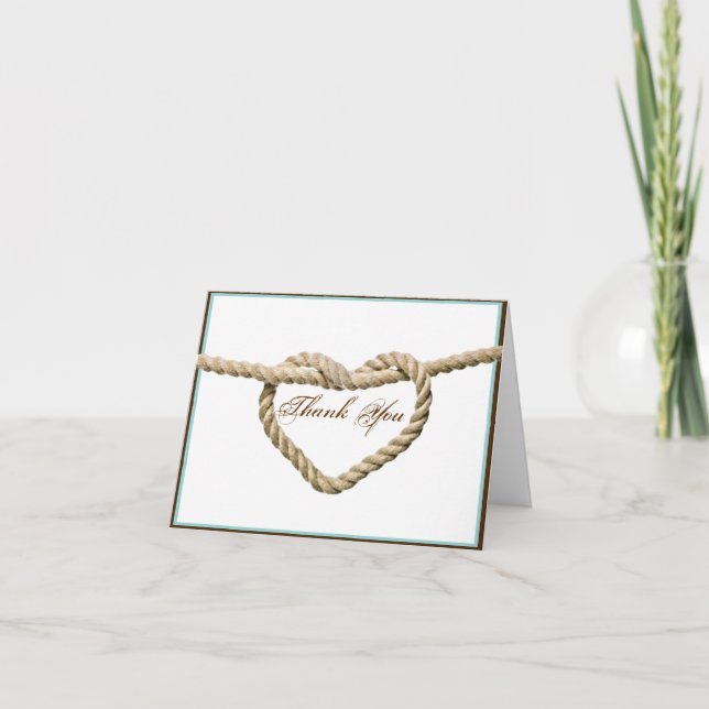 Heart Love Knot Western Wedding Thank You card (Front)