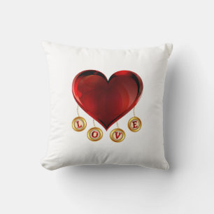 Heart Love Letters Design Romantic Typography Cushion