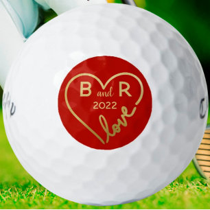 Heart Love Monograms/Initials Year Golf Balls