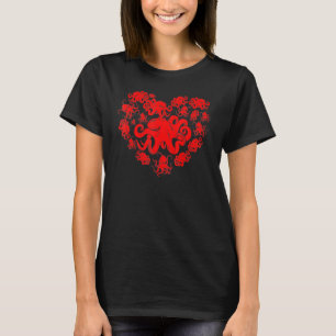 Heart Love Octopus Vintage Valentines Day Cute Cou T-Shirt