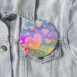 Heart Love Pattern Pastel Design 10 Cm Round Badge