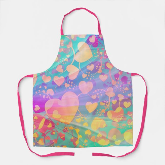 Heart Love Pattern Pastel Design Apron (Front)