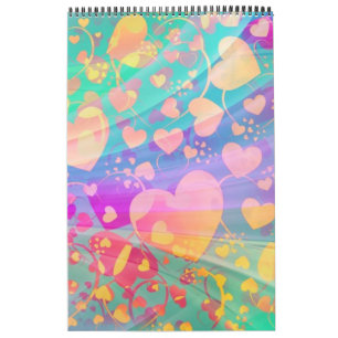 Heart Love Pattern Pastel Design Calendar